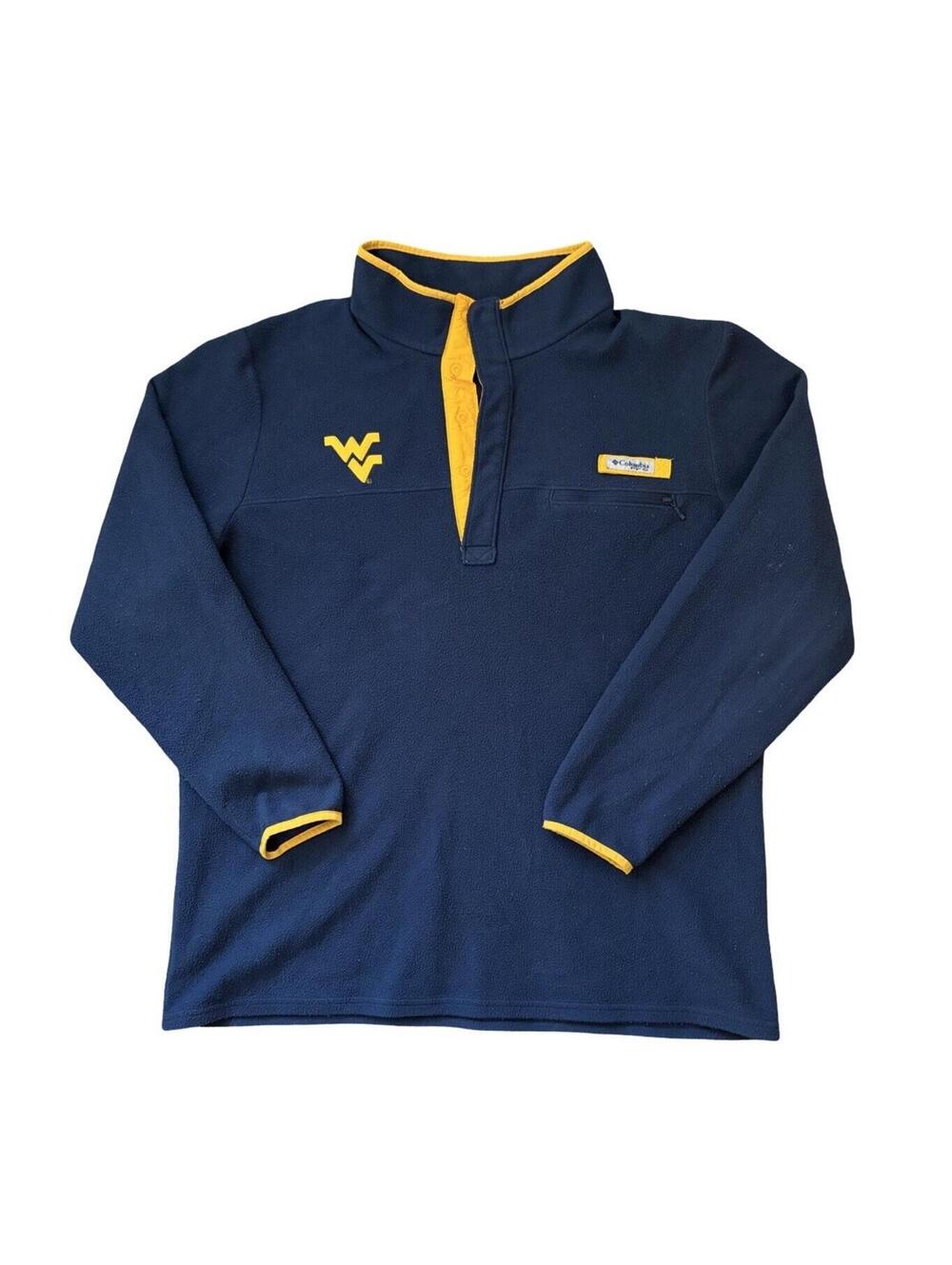 West Virginia Mountaineers Columbia Sweater Men's Size XL PFG 1/4 Snap Fleece